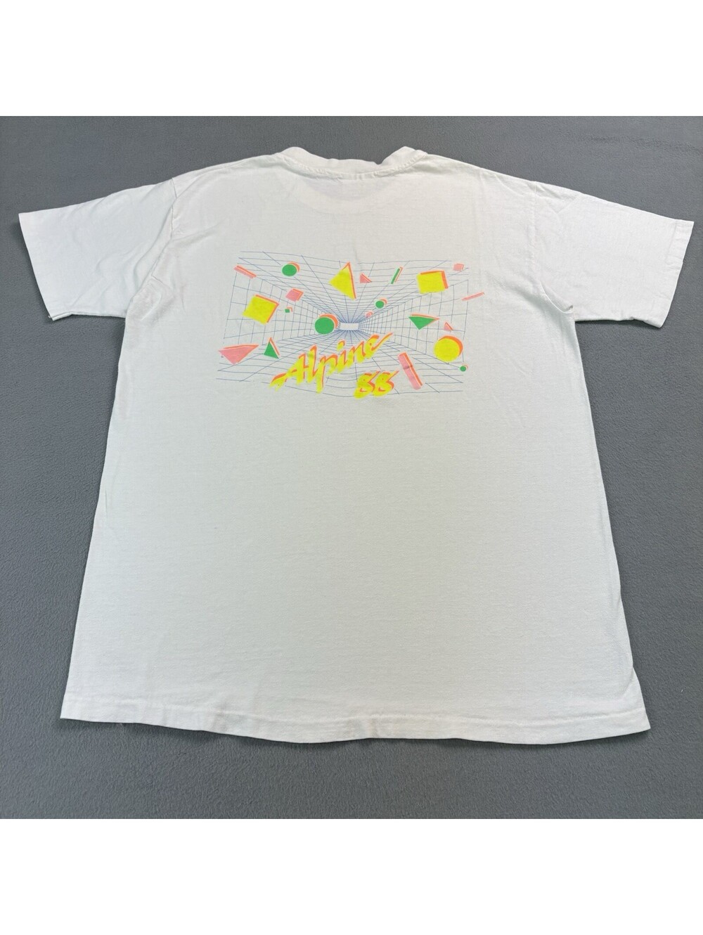 Vintage 80s 1988 Alpine Obscure Abstract T Shirt Size Large White